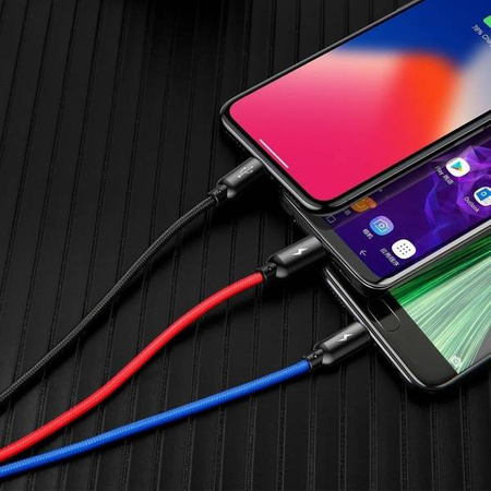 Baseus kabel 3w1 | 0.3m | MicroUSB | USB-C | Lightning | 3,5A | Czarny